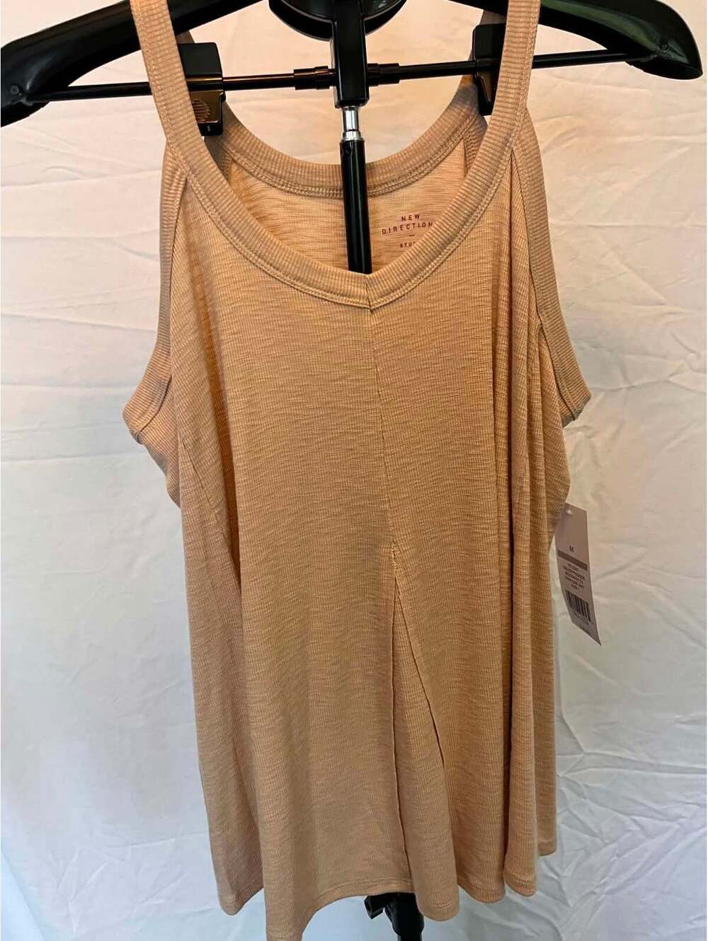 New Directions Studio Women's Medium Abalone Sky Cold Shoulder Tank Top